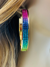 Load image into Gallery viewer, Rainbow Rhinestone Hoops