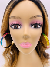 Load image into Gallery viewer, Rainbow Rhinestone Hoops