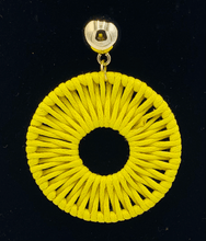 Load image into Gallery viewer, Yellow Crochet Hoop Earrings
