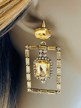 Load image into Gallery viewer, Gold Tone Rhinestone Diva Earrings