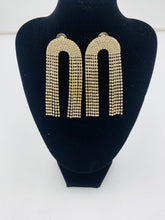 Load image into Gallery viewer, LARGE GOLD TONE ARCH FRINGE EARRINGS