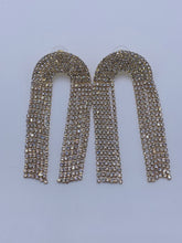 Load image into Gallery viewer, LARGE GOLD TONE ARCH FRINGE EARRINGS