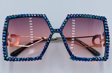 Load image into Gallery viewer, Purple Sparkly Retro Square Sunglasses