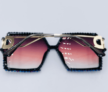 Load image into Gallery viewer, Purple Sparkly Retro Square Sunglasses